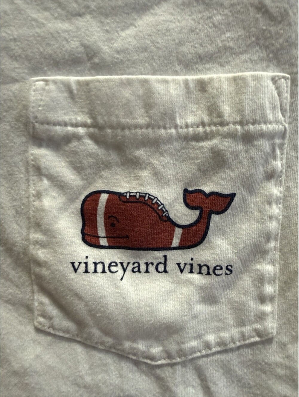 Vineyard Vines Football Whale Pocket T-Shirt Boys Large White Goal Post - Picture 3 of 7